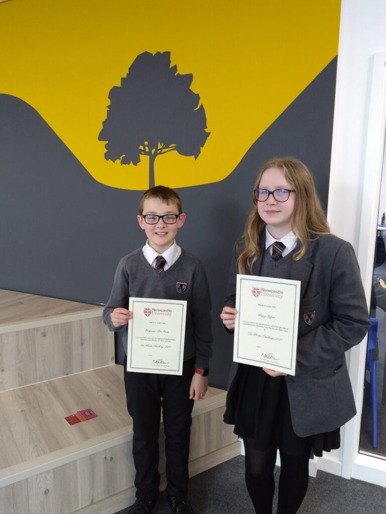 Year 6 students commended for their entries into the Newcastle University Maths Challenge